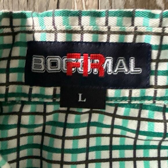 Bocomal Mens Flame Resistant 6.5oz Plaid Button Front Collared Shirt Size Large - Picture 3 of 13